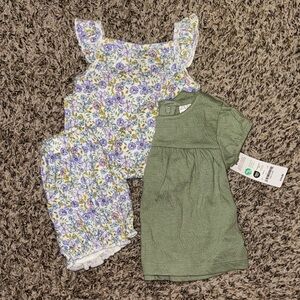 Carter's Green and Floral Short Sleeve Tee Set w/shorts